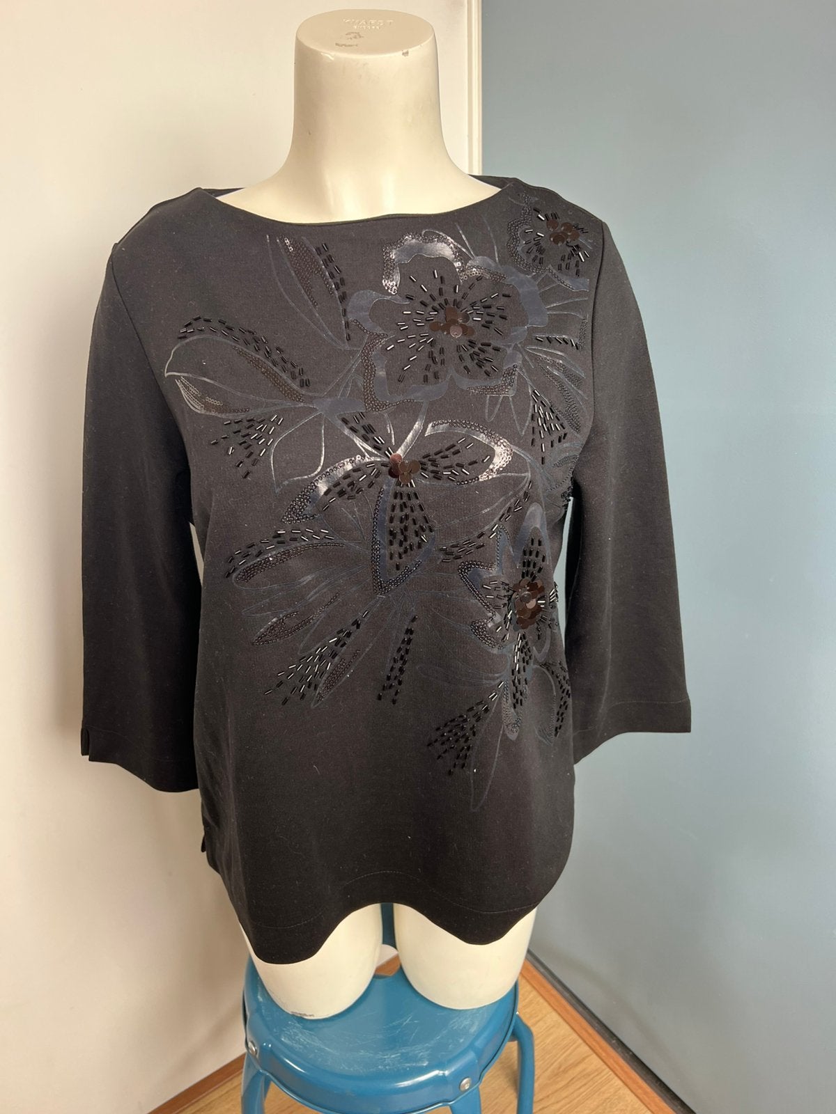 Gerry weber zwarte truitje kraaltjes 40, Maat 38/40 (M), Zwart, Ophalen of Verzenden, Zo goed als nieuw