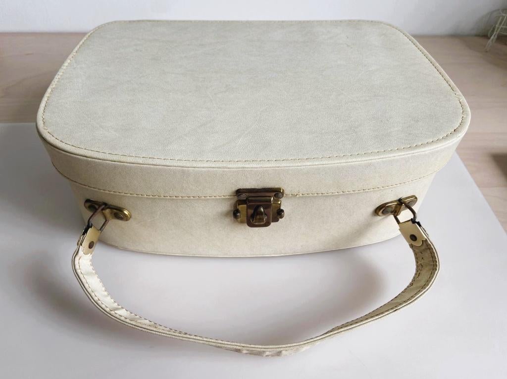 Vintage Koffertje/Beautycase Treinkoffer Creme 32,5 cm, Verzenden