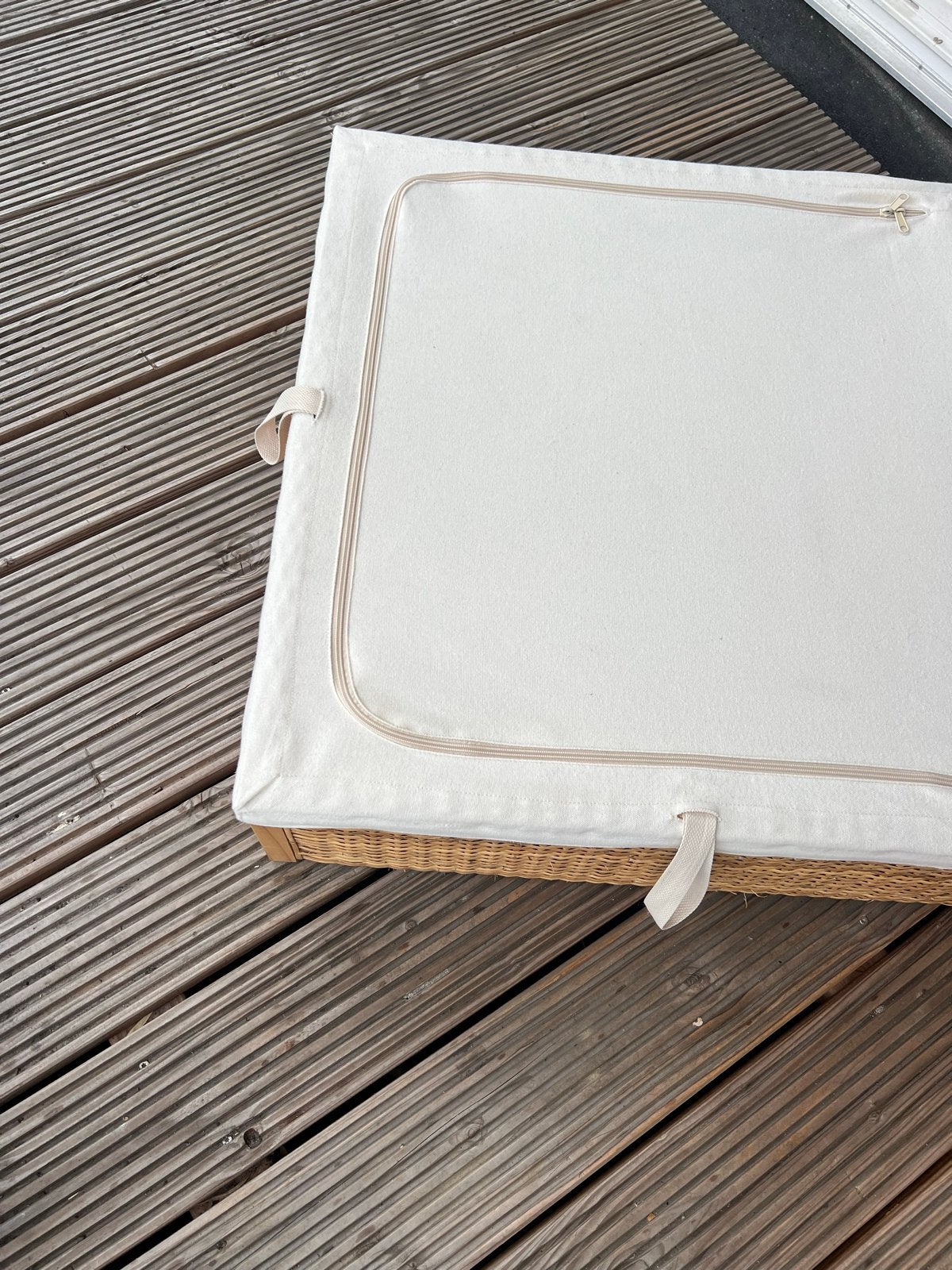 IKEA RÖMSKOG 2x opbergmand voor onder bed - riet en stof, Mand, Vierkant, Ophalen of Verzenden, Zo goed als nieuw