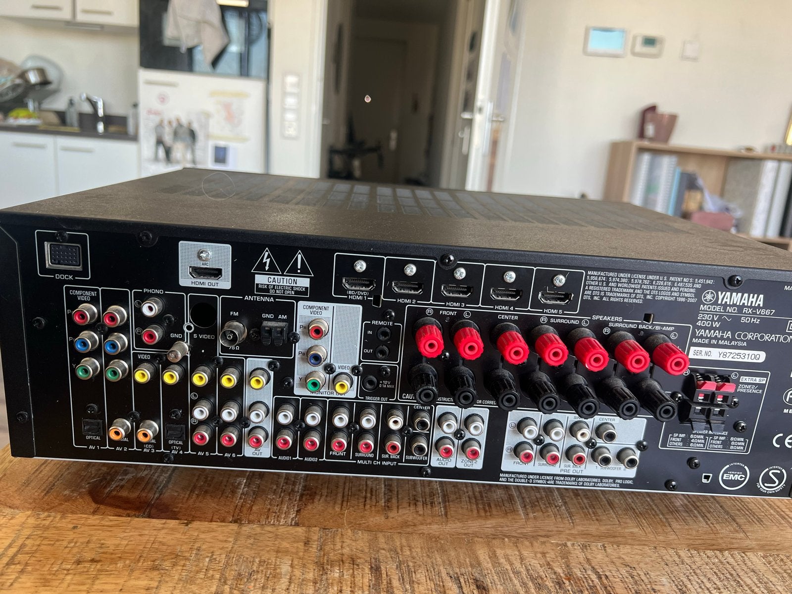 (Voor platenspeler) Yamaha RX-V667 400W Versterker - 4-8 Ohm, Ophalen of Verzenden, Gebruikt, 120 watt of meer, Yamaha