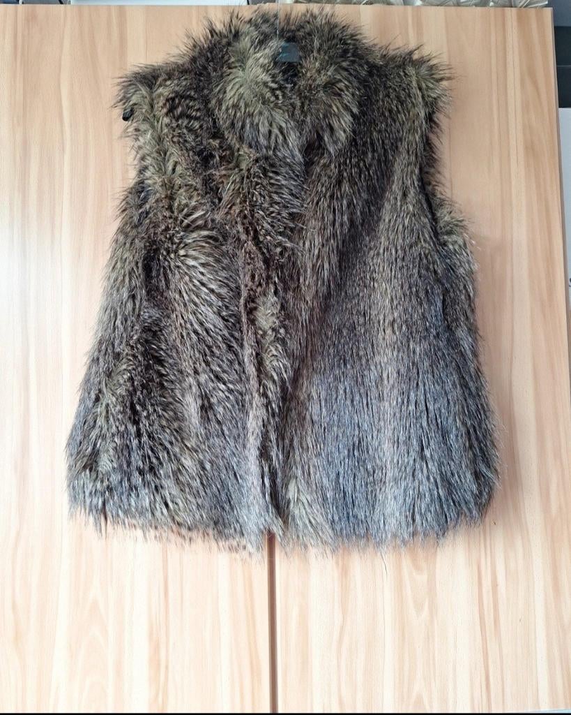 H&M Bont Gilet Maat 42, Kleding | Dames, Bodywarmers, H&M, Bruin, Maat 42/44 (L), Ophalen of Verzenden