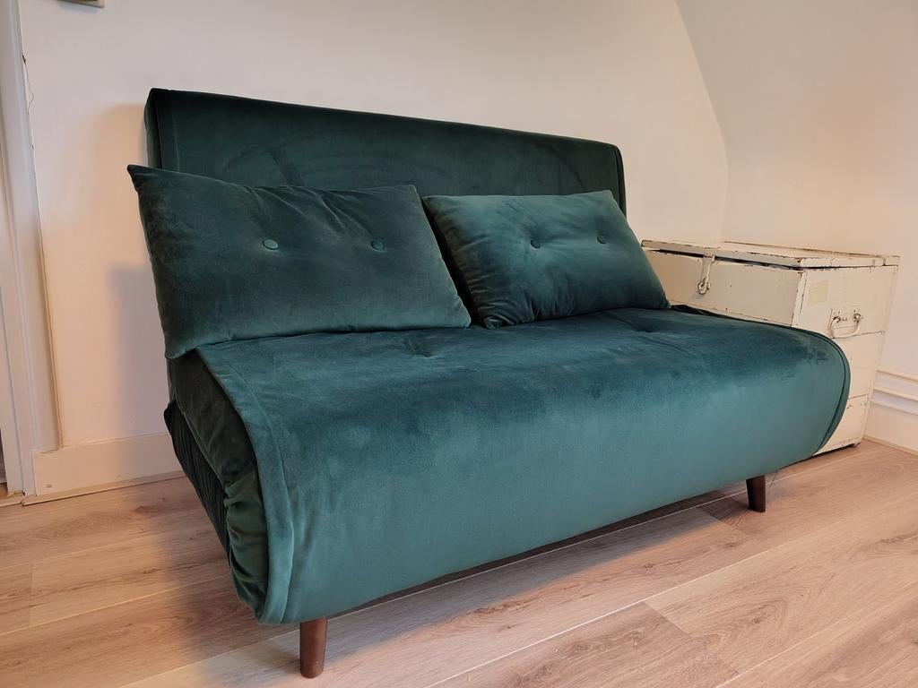 Made Haru tweepersoons slaapbank donkergroen, Huis en Inrichting, Slaapkamer | Slaapbanken, Ophalen, Gebruikt, 190 cm of minder