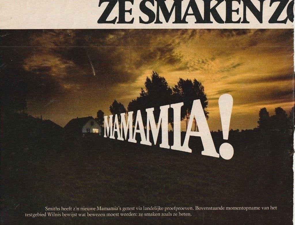 Retro reclame 1978 Smiths chips mamamia nieuwe smaak, Verzenden, Overige typen