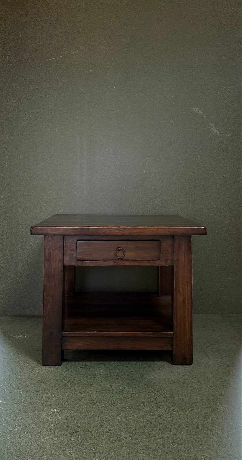 Massief houten bijzettafel met lade - An Teak Collectie, Ophalen, Minder dan 45 cm, Minder dan 55 cm, Gebruikt