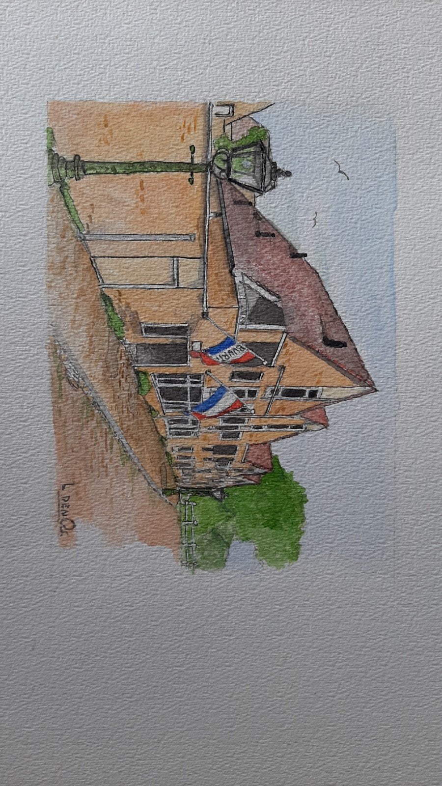 Aquarel: Stadsgezicht Leiden, Ophalen of Verzenden
