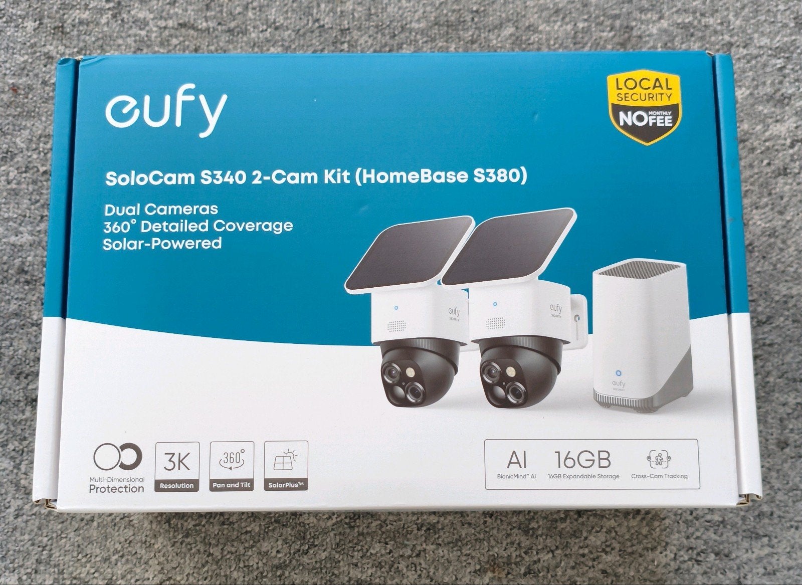 Eufy SoloCam S340 2-Cam Kit (HomeBase S380), Ophalen of Verzenden, Nieuw, Buitencamera
