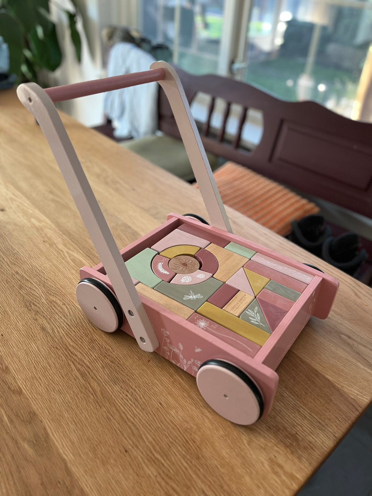 Blokkenwagen - blokkenkar - loopwagen Little Dutch, Kinderen en Baby's, Speelgoed | Houten speelgoed, Ophalen, Gebruikt, Duw- of Trekspeelgoed