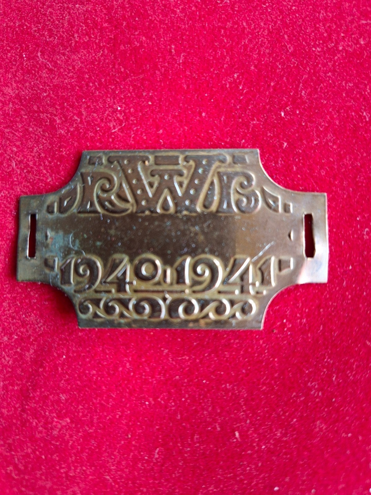 Messing Rijwielbelastingplaatje, 1940-1941, Verzamelen, Ophalen of Verzenden, Zo goed als nieuw