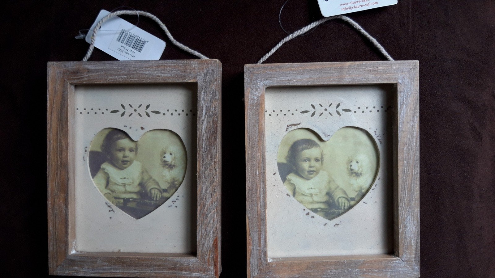 2 Clayre & Eef fotolijstjes met hartvormige uitsnede, Ophalen of Verzenden, Nieuw, Hout