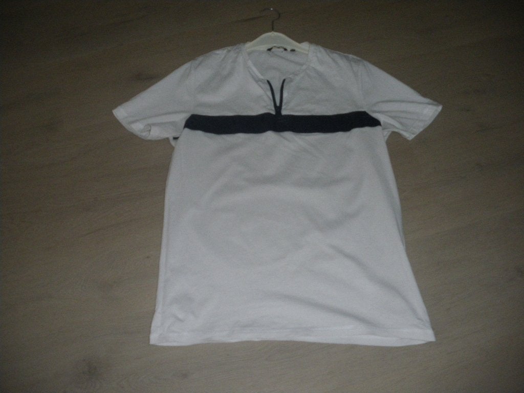 mooi wit zomer shirt zwarte streep/rits anthony morato large, Ophalen of Verzenden, Zo goed als nieuw, Maat 52/54 (L), Wit