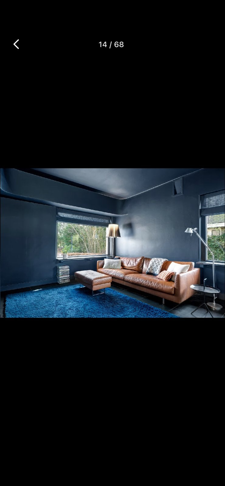 Donkerblauw wollen hoogpolig vloerkleed 205x360 cm, Ophalen, Gebruikt, Blauw, 200 cm of meer