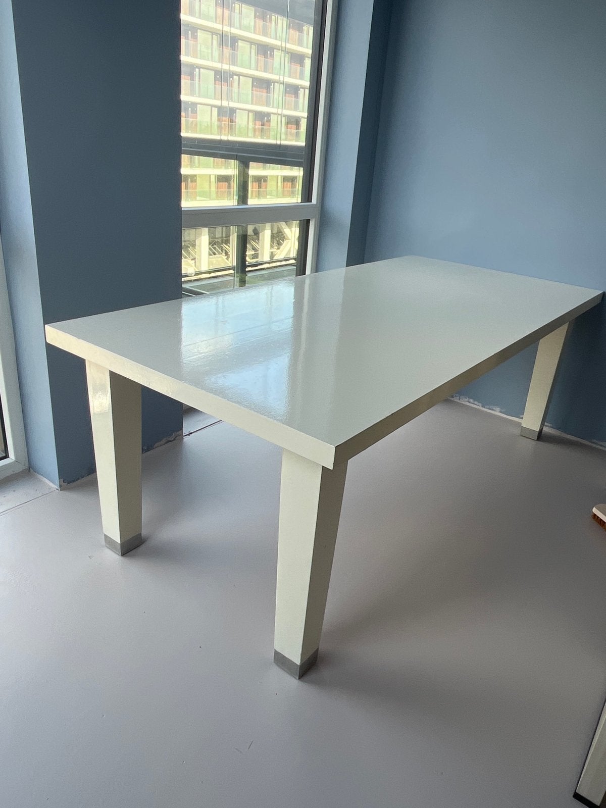 Jan de Bouvrie Eettafel 220x100 Robuust Kersenhout Wit, Ophalen, Gebruikt, 100 tot 150 cm, 200 cm of meer