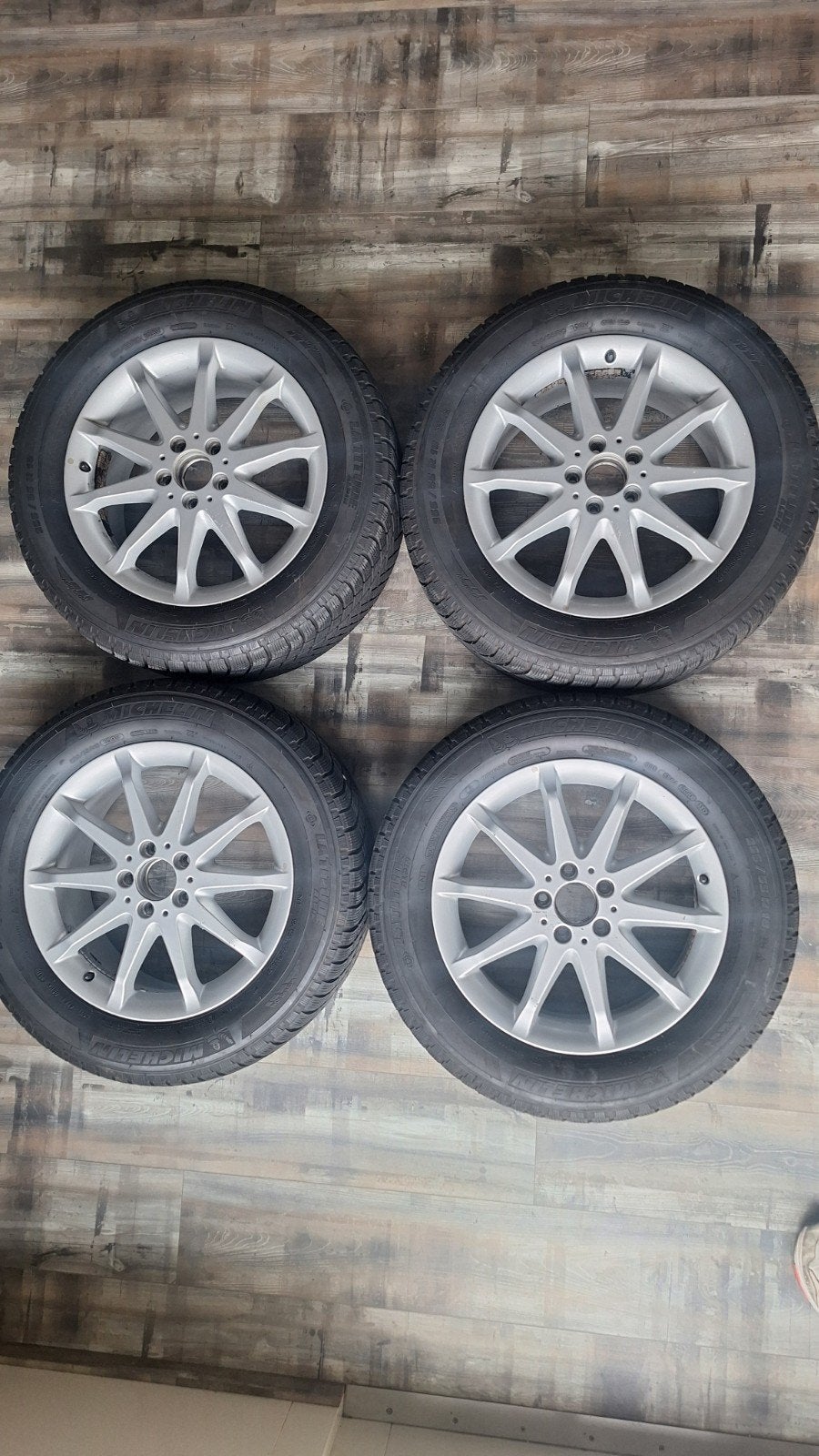 Mercedes E klasse 18 inch 5x112 winterbanden Michelin alpin, Ophalen, Gebruikt