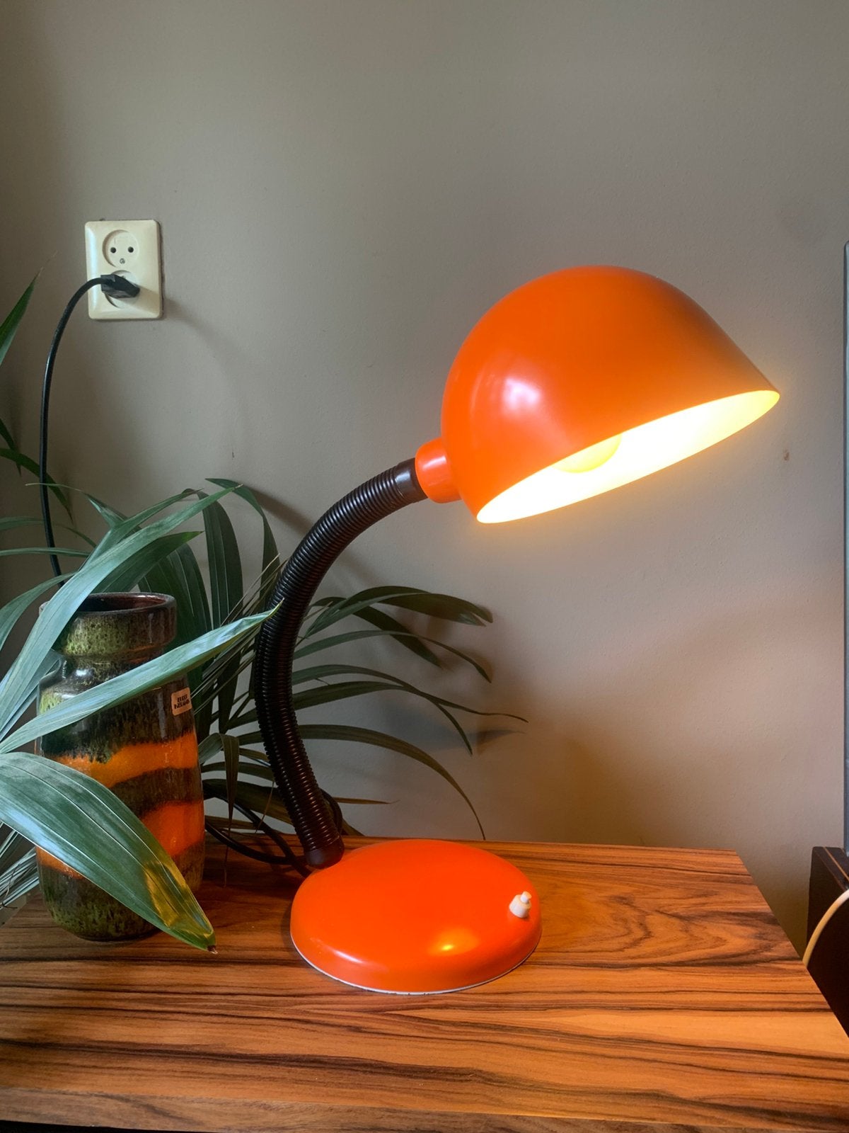 Vintage Massive burealamp oranje, Bureaulamp, Oranje, Ophalen of Verzenden, Zo goed als nieuw