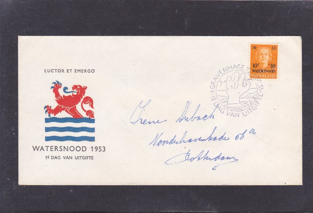 FDC E 12 Watersnood 1953 (526), Postzegels en Munten, Verzenden, Beschreven, Nederland