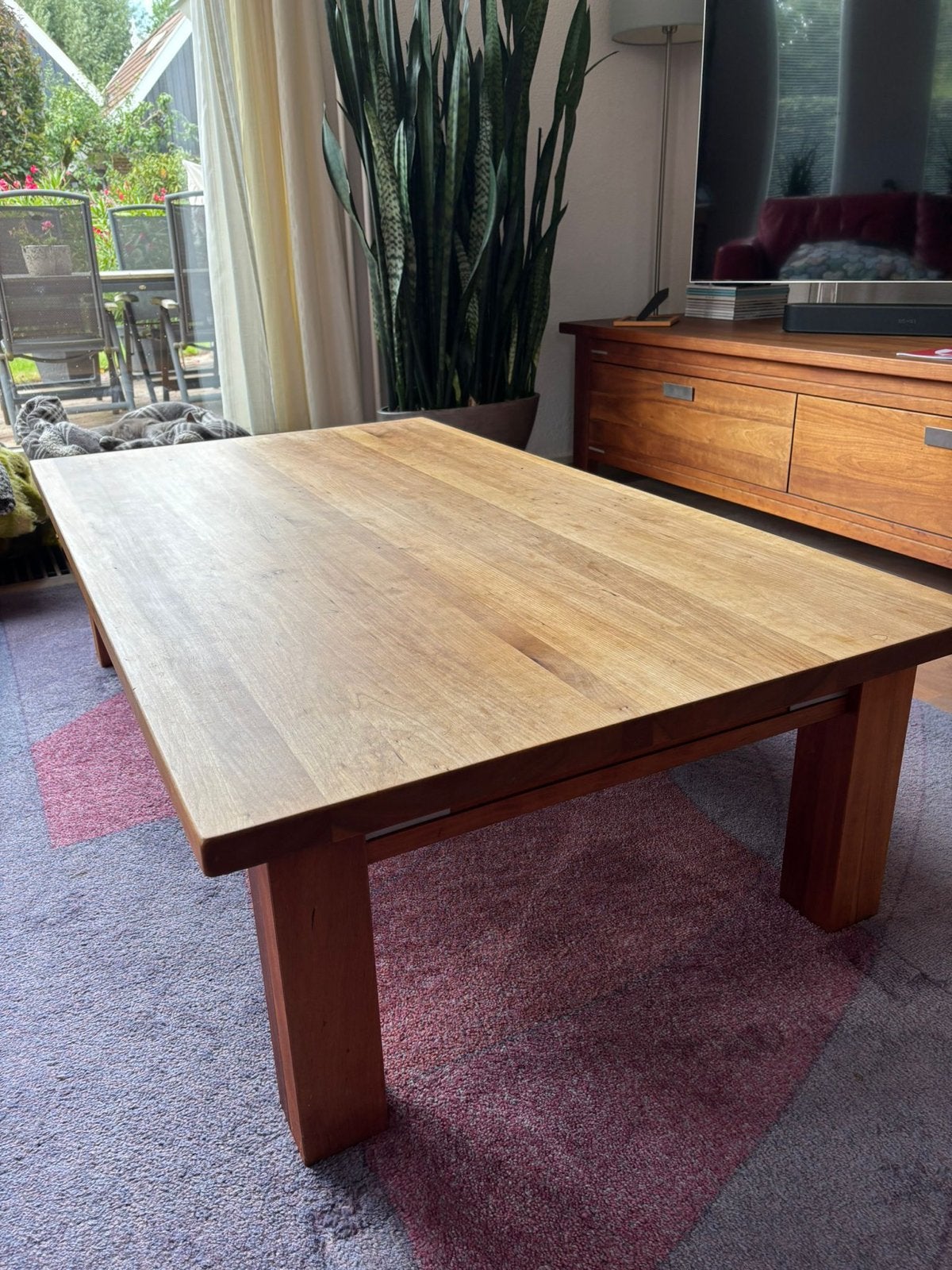 Salontafel kersenhout - 140x80 cm, Ophalen, Gebruikt, 100 tot 150 cm, 50 tot 100 cm