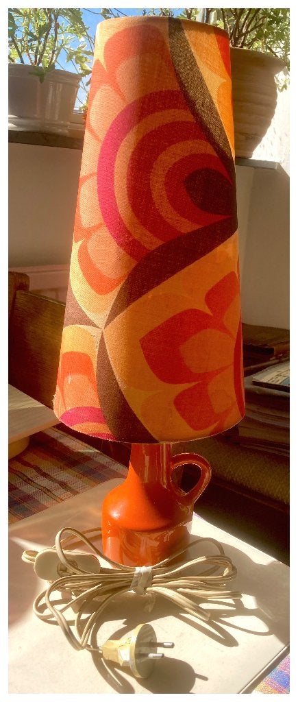 Vintage Tafellamp Oranje met Retro Kap, Gebruikt, Overige merken, Vintage, Oranje