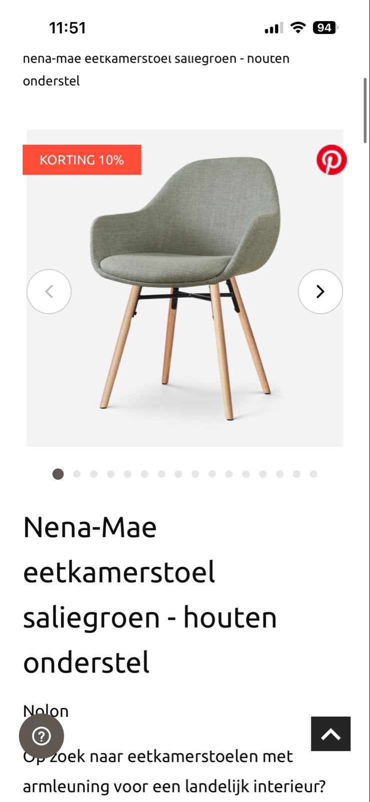 Nolon Nena eetkamerstoel groen blauw houten onderstel 2 stks, Huis en Inrichting, Stoelen, Ophalen, Gebruikt, Overige kleuren