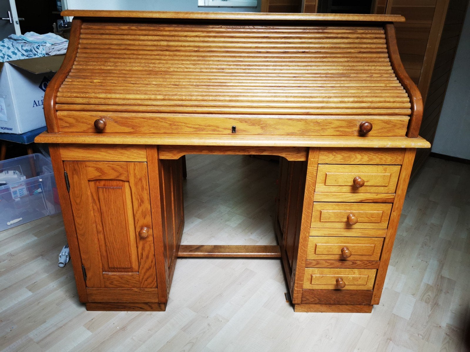 Massief eiken rolluikbureau - 125x65x113 cm, Ophalen