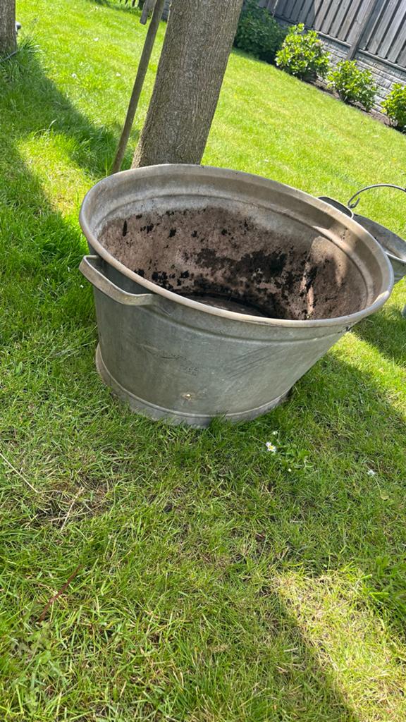Zinken plantenbakken / emmers voor tuin of balkon, Tuin en Terras, Ophalen, Gebruikt, Balkon, Minder dan 60 cm