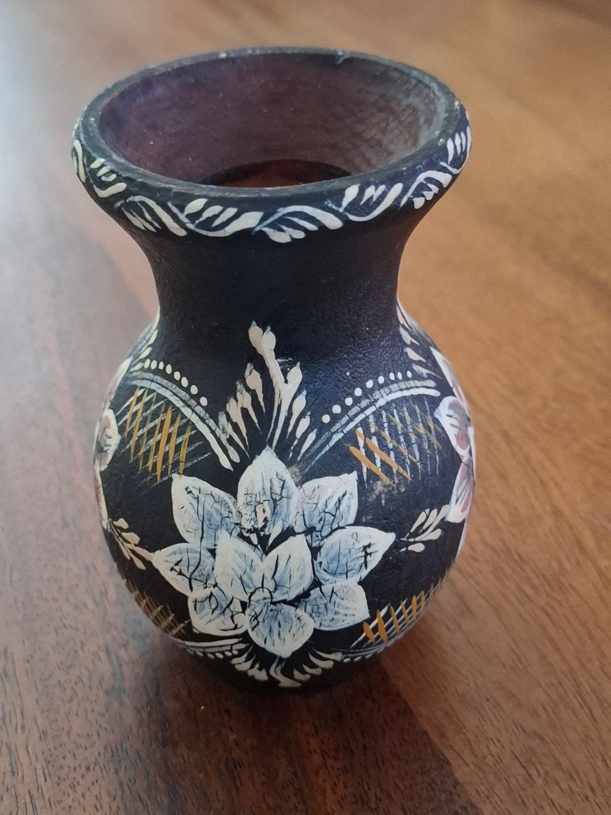 Decoratieve handgeschilderde minivaas - 11cm hoog, Antiek en Kunst, Ophalen of Verzenden