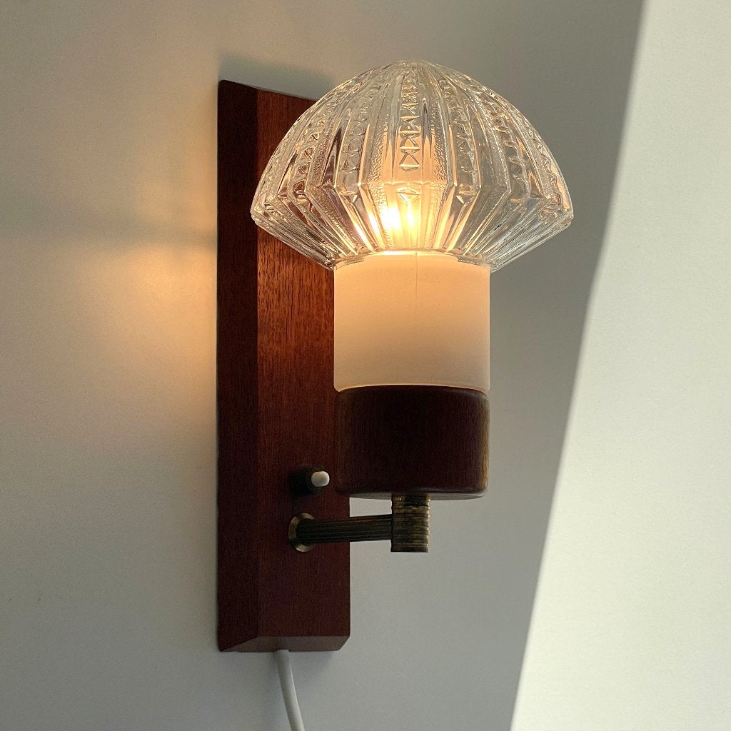 Scandinavisch Mid Century design wand LAMP teak messing MCM, Ophalen of Verzenden