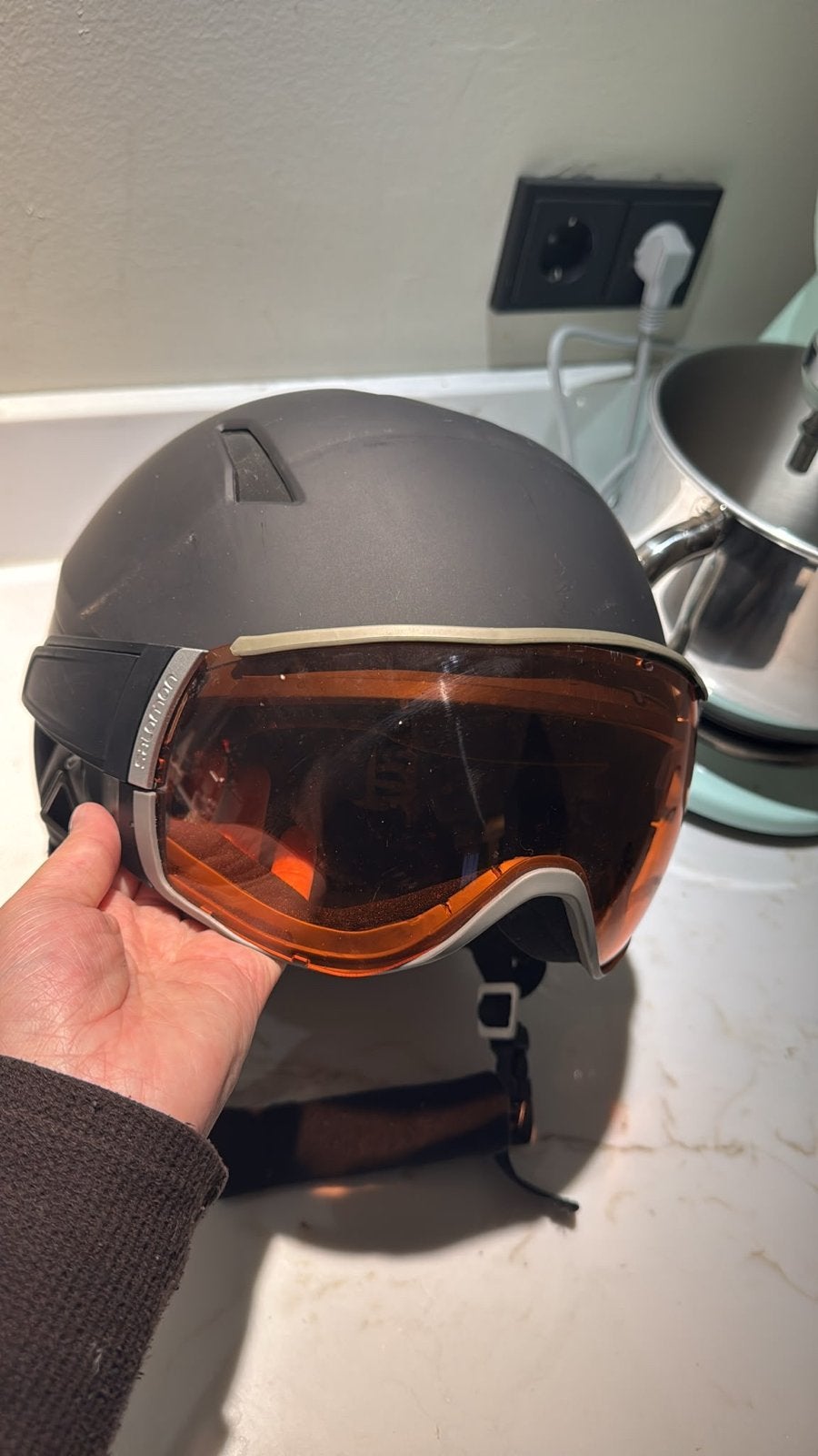 Salomon skihelm met vizier  - Maat L, Gebruikt, Overige typen, Skiën, Salomon
