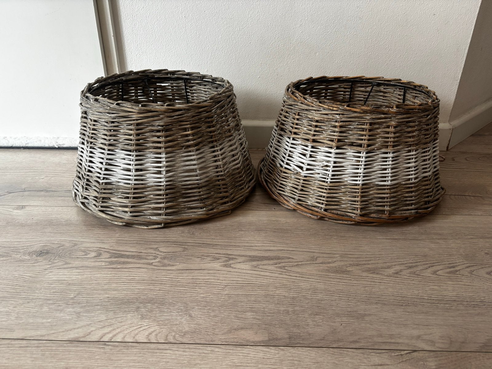 Zgan Rieten Lampenkap 2 stuks, Bruin, Natuurlijk materiaal, Rond, Zo goed als nieuw