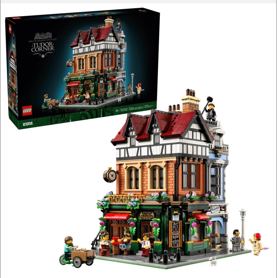LEGO Icons 10350 Tudor Corner met verlichting, Kinderen en Baby's, Ophalen of Verzenden, Zo goed als nieuw
