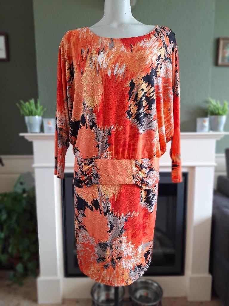 Studio Anneloes oranje vlinder mouw jurk XL, Studio Anneloes, Maat 46/48 (XL) of groter, Oranje, Ophalen of Verzenden