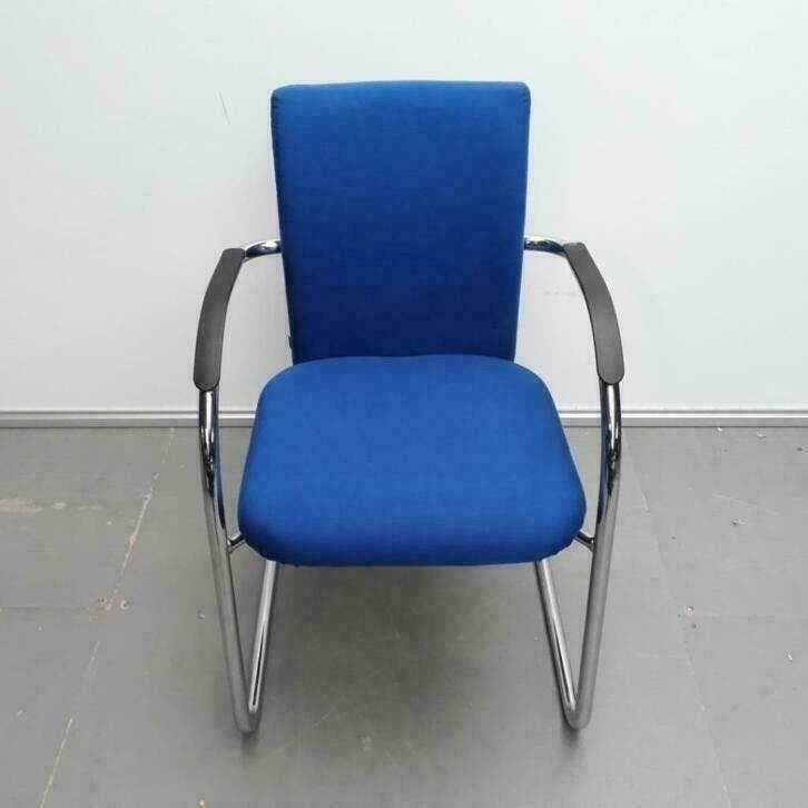 Set 2x Klöber vergaderstoelen met blauwe stof, Ophalen, Gebruikt, Blauw, Stof