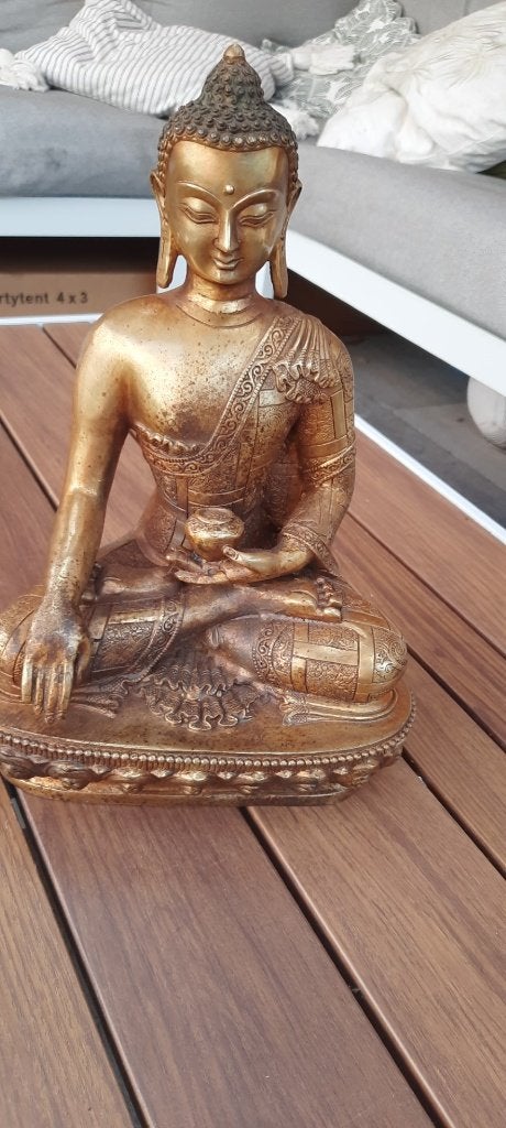 Bronzen buddha, 29 cm hoog., Ophalen of Verzenden