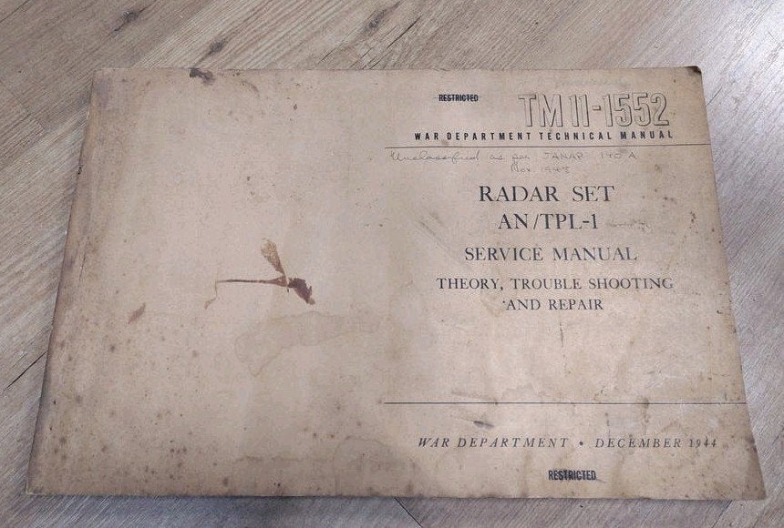 Manual Radar set AN/TPL-1, signal corps 1944, Ophalen of Verzenden, Amerika, Boek of Tijdschrift