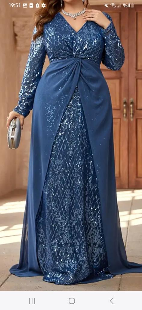 Nieuwe galajurk/abiye maat 3XL, Galajurk, Blauw, Maat 46/48 (XL) of groter, Nieuw