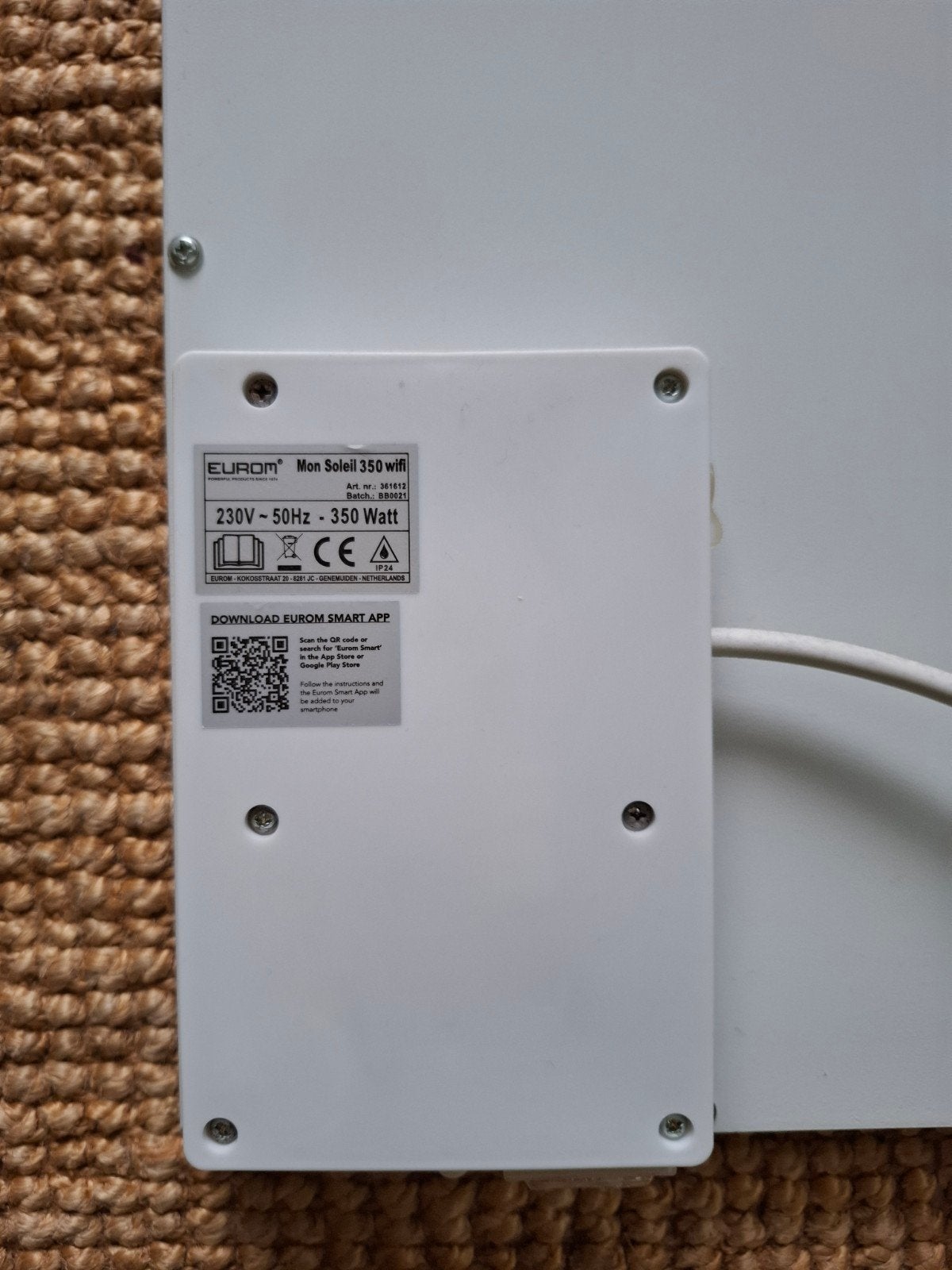Eurom Mon Solei 350 wifi infrarood paneel, Ophalen, 30 tot 80 cm, Overige typen, Minder dan 60 cm