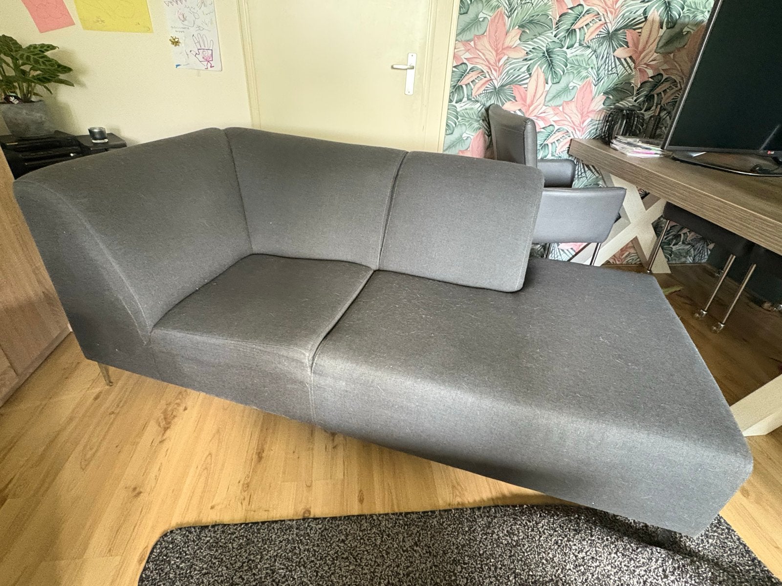 Comfortabele grijze hoekbank - 195x95cm, Huis en Inrichting, Ophalen, Gebruikt, 150 tot 200 cm, Tweepersoons