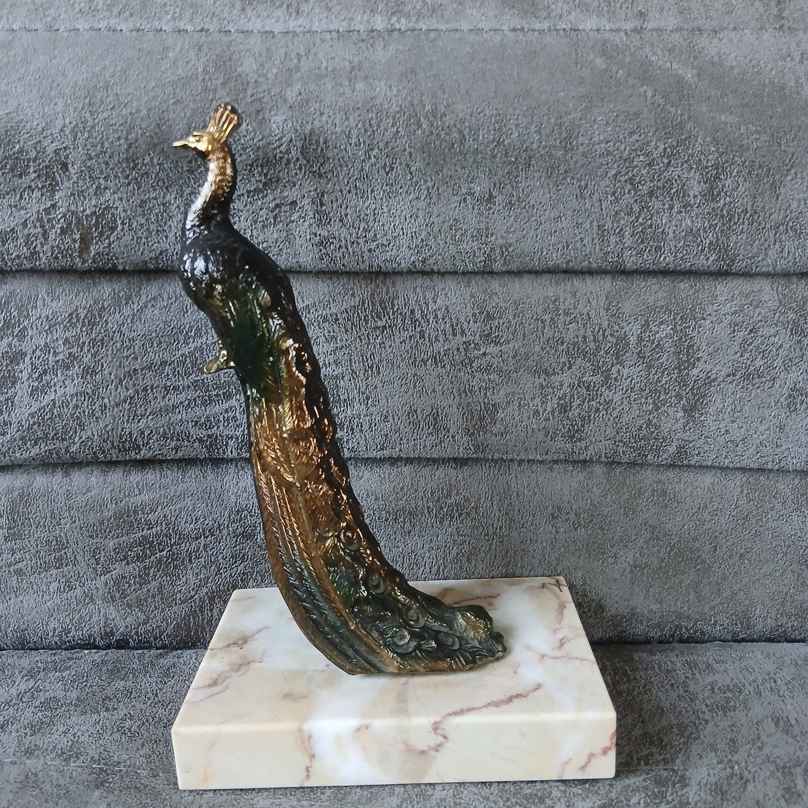 Art Deco beeld "Pauw" op marmer, Ophalen of Verzenden