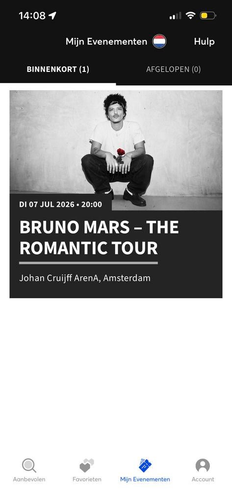 Bruno mars tickets staanplaats 220 per ticket, Twee personen, Juli