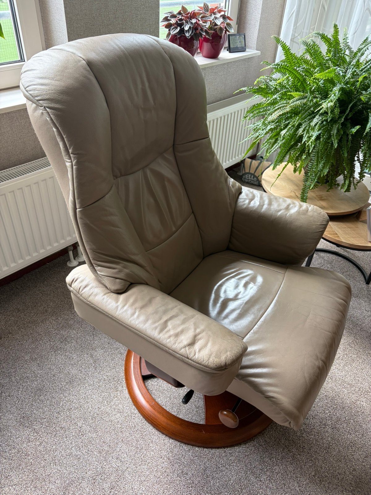Leren stoel, Huis en Inrichting, Fauteuils, Ophalen, Minder dan 75 cm, Leer, Zo goed als nieuw