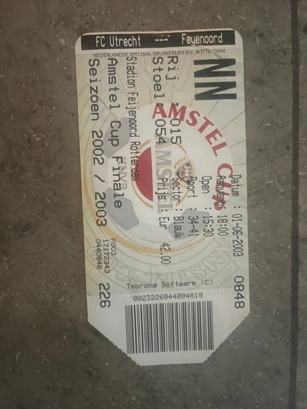 TICKET BEKERFINALE FC UTRECHT-FEYENOORD 2003, Ophalen of Verzenden, Zo goed als nieuw, Feyenoord, Overige typen