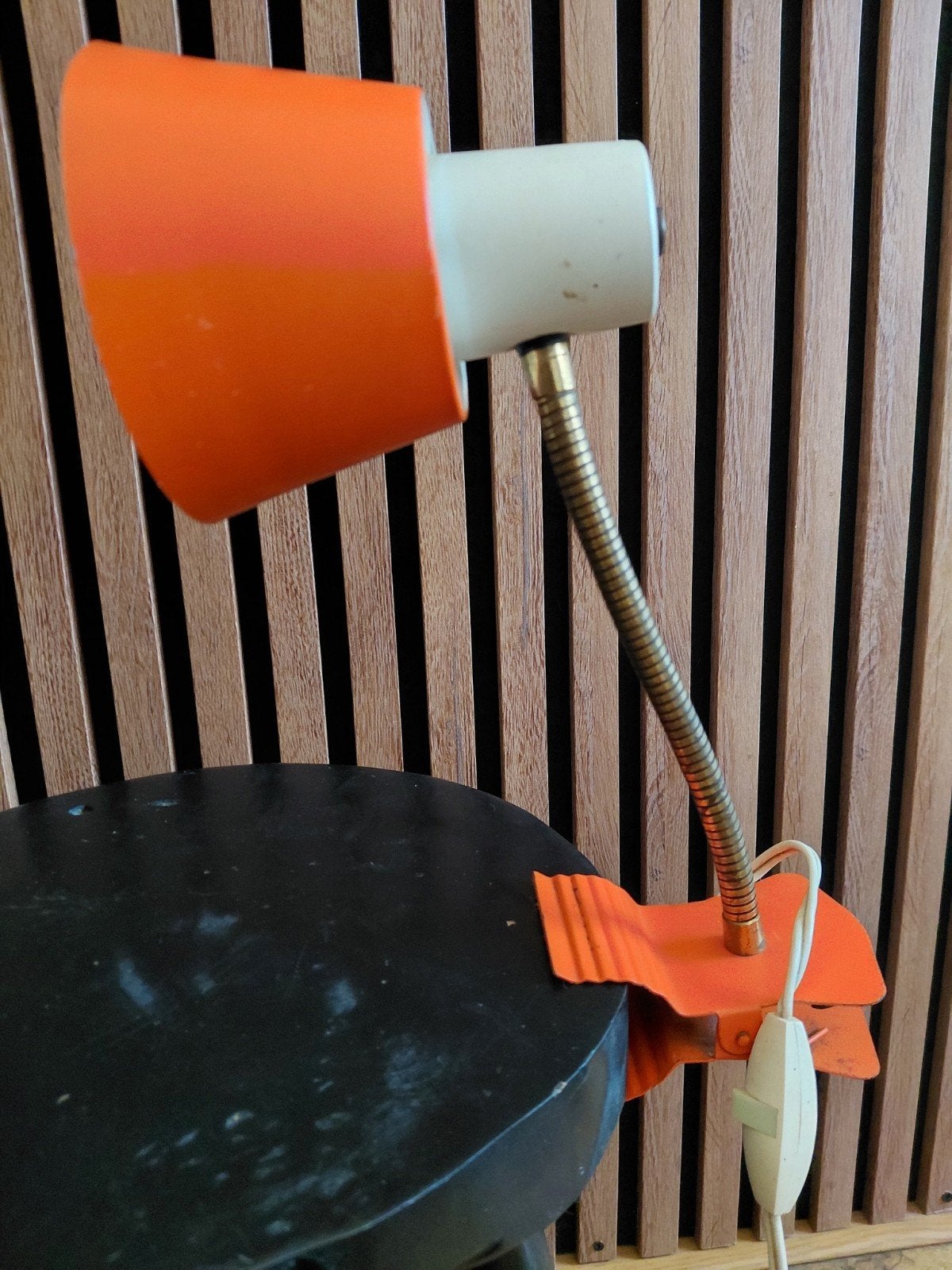 Retro Oranje Spotlight Jaren '70 Knijp Lamp Klem Lamp, Ophalen of Verzenden, Retro vintage mid century