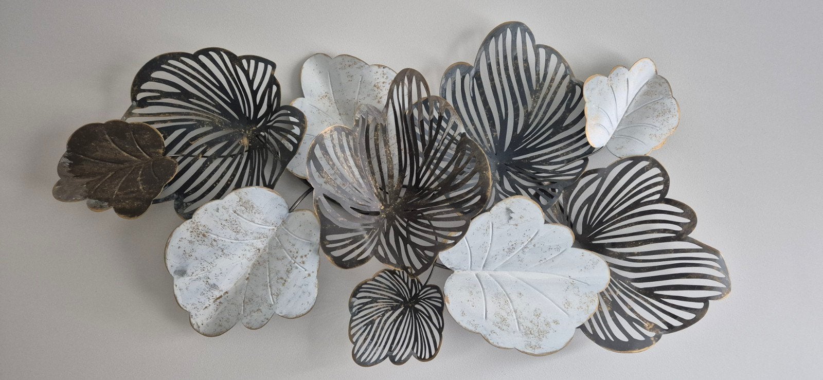 Metalen wanddecoratie bladeren, Ophalen, Metaal, Wandsculptuur, Meerkleurig