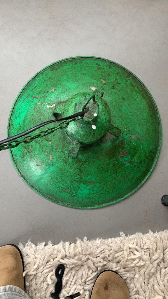 Industriële vintage emaille lamp, Gebruikt, Industrieel, vintage, Ophalen of Verzenden, Metaal
