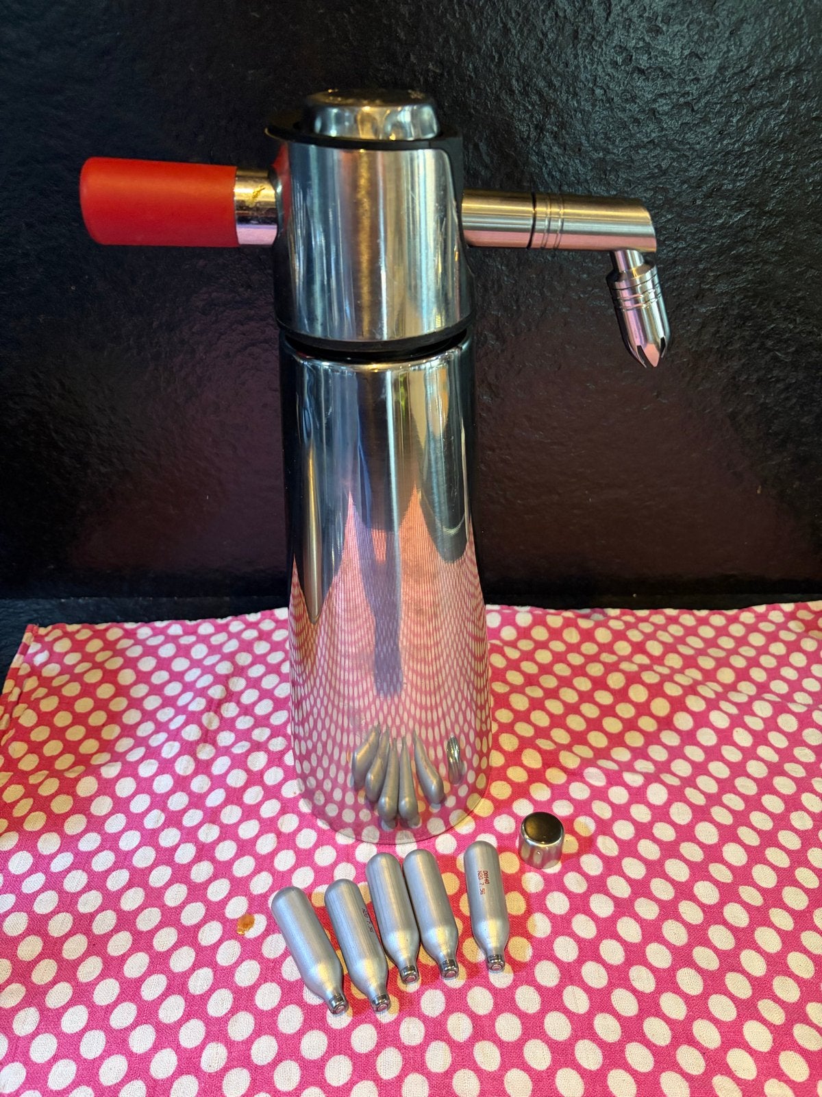 iSi Thermo Xpress Whip slagroomspuit met patronen, Zilver, Ophalen of Verzenden, Metaal, Overige merken