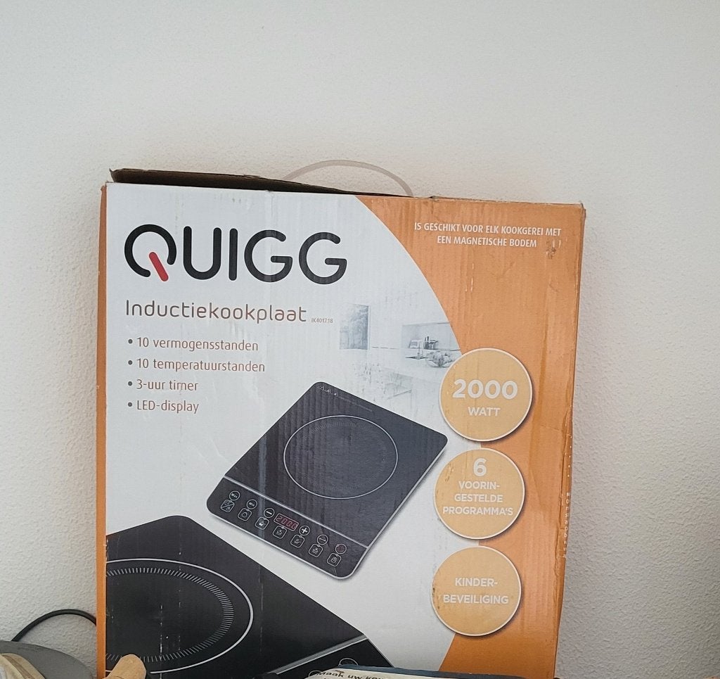 QUIGG 1-pits inductiekookplaat 2000W met timer en LED, Ophalen, Nieuw, 3 kookzones of minder, Inductie