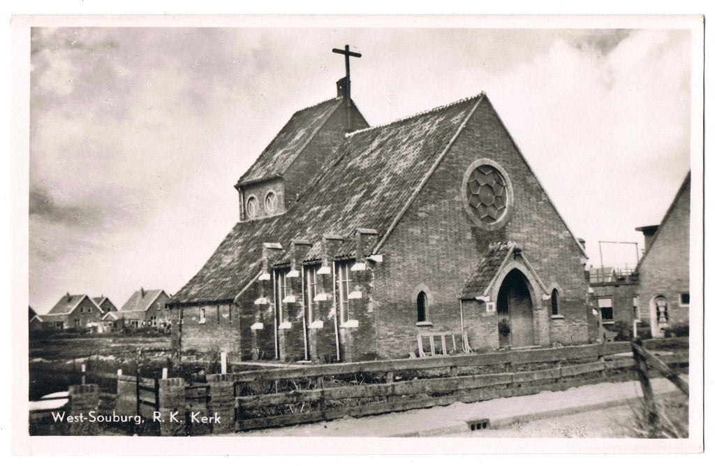 Souburg west z, r.k.-Kerk, ongelopen, richtprijs 3,50, Verzenden, 1940 tot 1960, Ongelopen, Zeeland