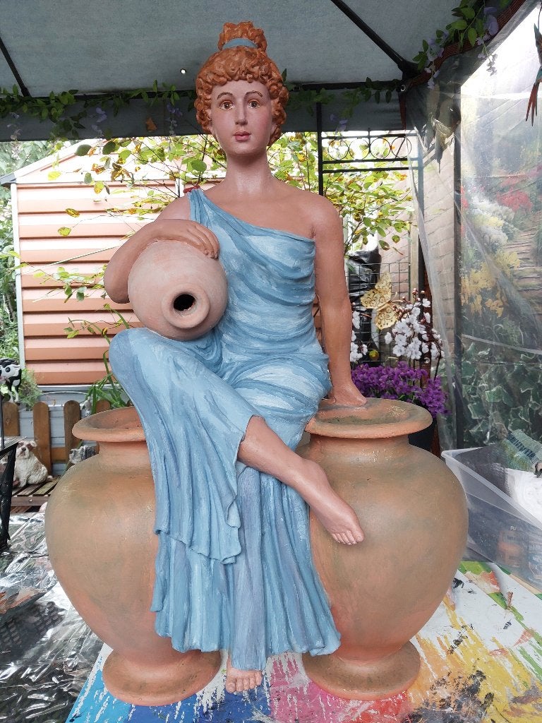 Tuinbeeld van dame/Godin Griekse stijl, Ophalen, Zo goed als nieuw, Steen, Mensenbeeld