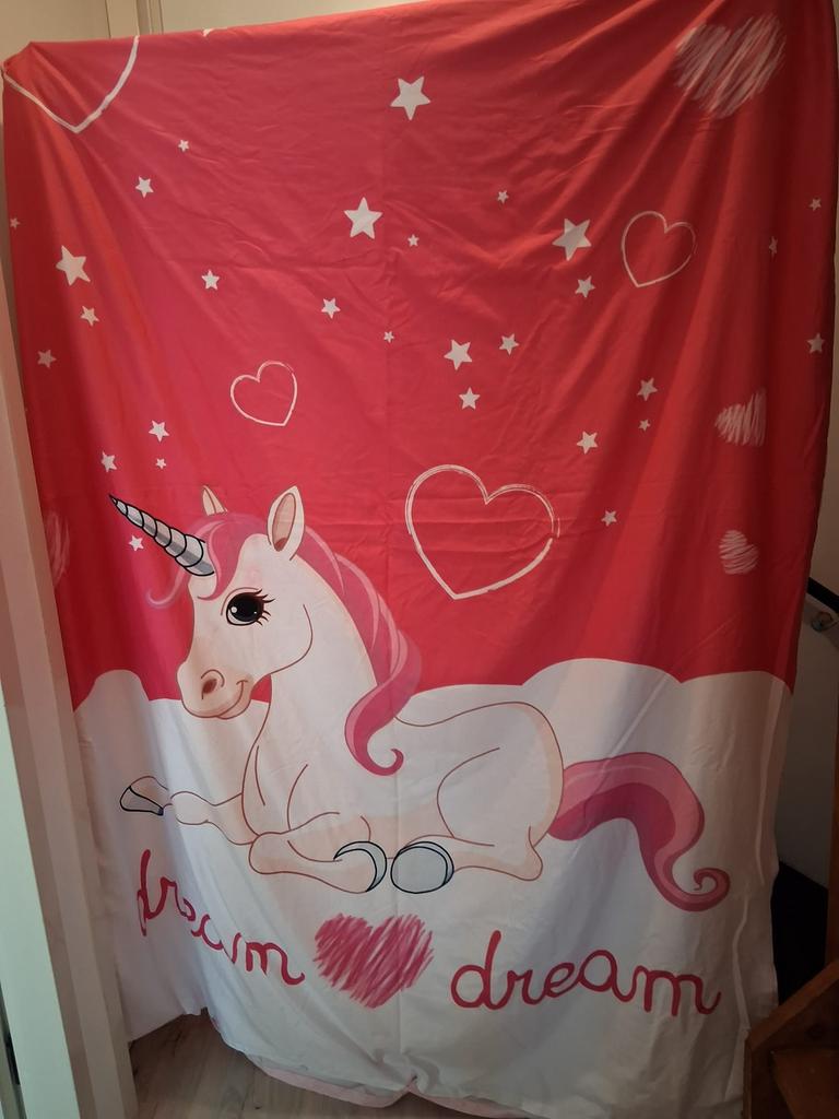 1-persoons dekbed overtrek Unicorn, Kinderen en Baby's, Kinderkamer | Beddengoed, Ophalen, Gebruikt, Meisje, Dekbedovertrek