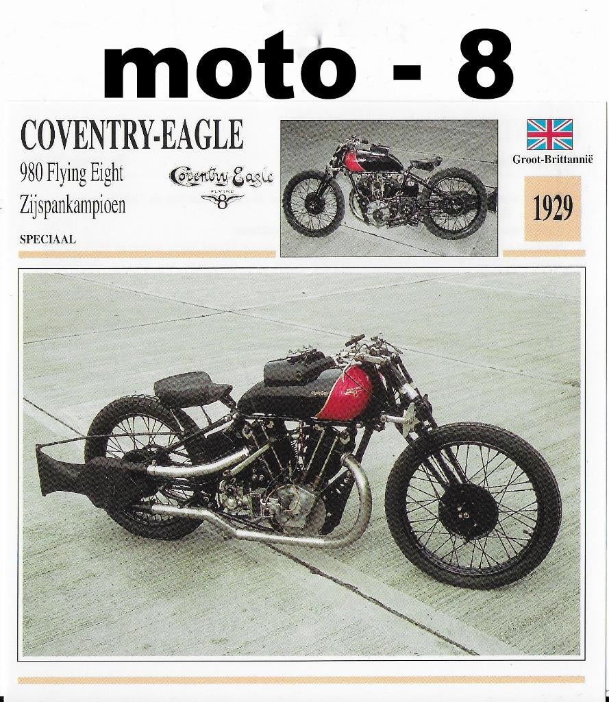 Ma1157 motorkaart coventry eagle eight ( 1929 ), Ophalen of Verzenden, Zo goed als nieuw, Motoren