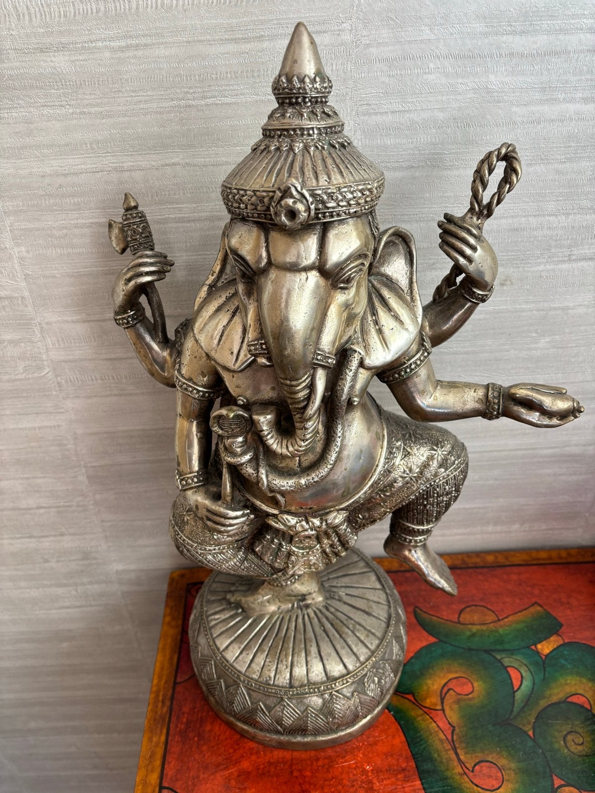 Grote Ganesha Boeddha Beeld - 52cm hoog, 2-3kg, Ophalen, Gebruikt, Metaal, Zilver